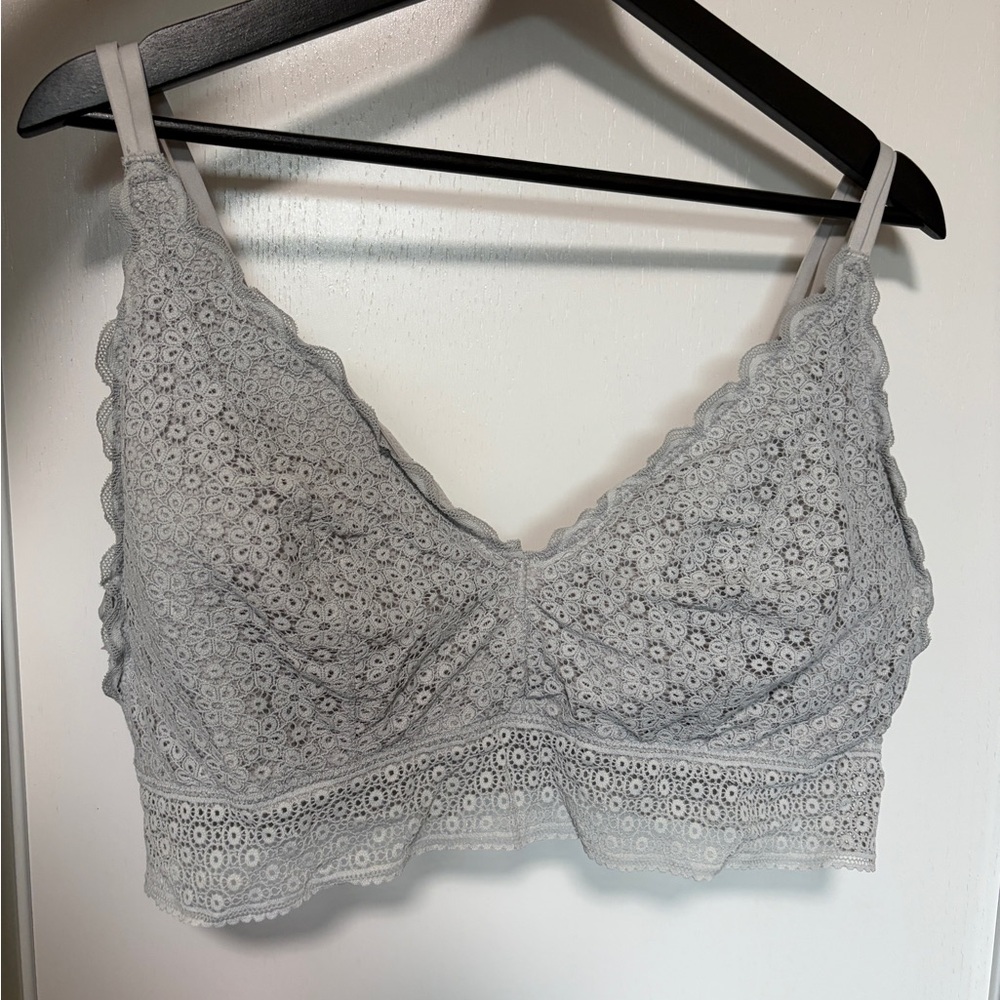Aerie Light Gray Lace Bralette